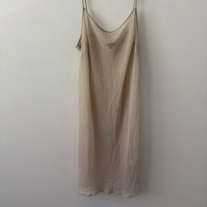 Talbots Silk Slip Mini Dress Sheer Beige 14 Extra Large XL